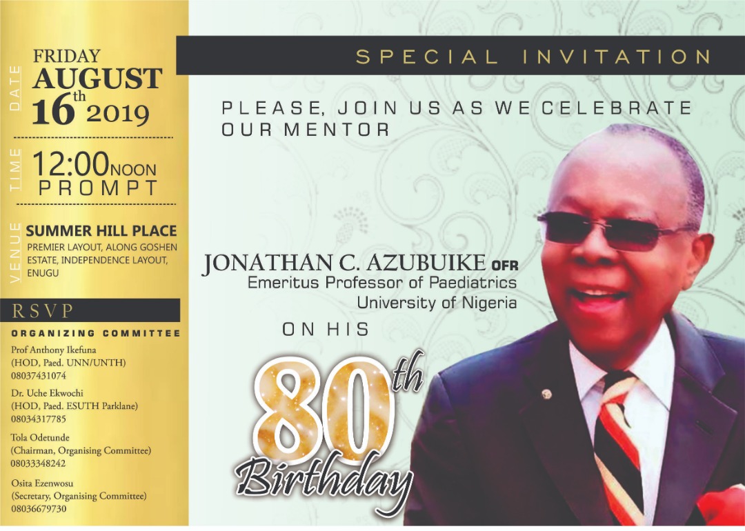 Jonathan C. Azubuike OFR - 80th Birthday Celebration